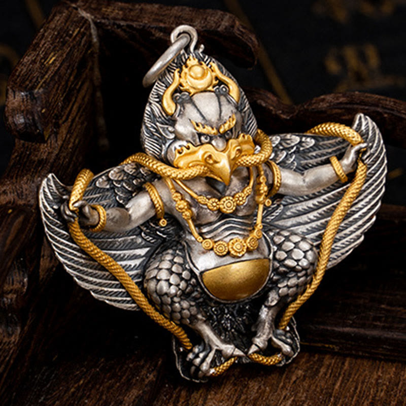 Buddha Stones 925 Sterling Silver Tibetan Garuda Bird Wisdom Necklace Pendant - image 7