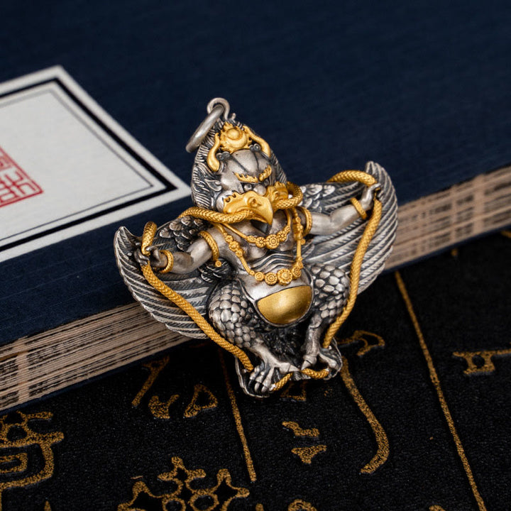 Buddha Stones 925 Sterling Silver Tibetan Garuda Bird Wisdom Necklace Pendant - image 3