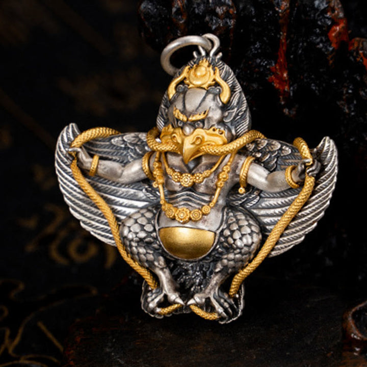 Buddha Stones 925 Sterling Silver Tibetan Garuda Bird Wisdom Necklace Pendant - image 4