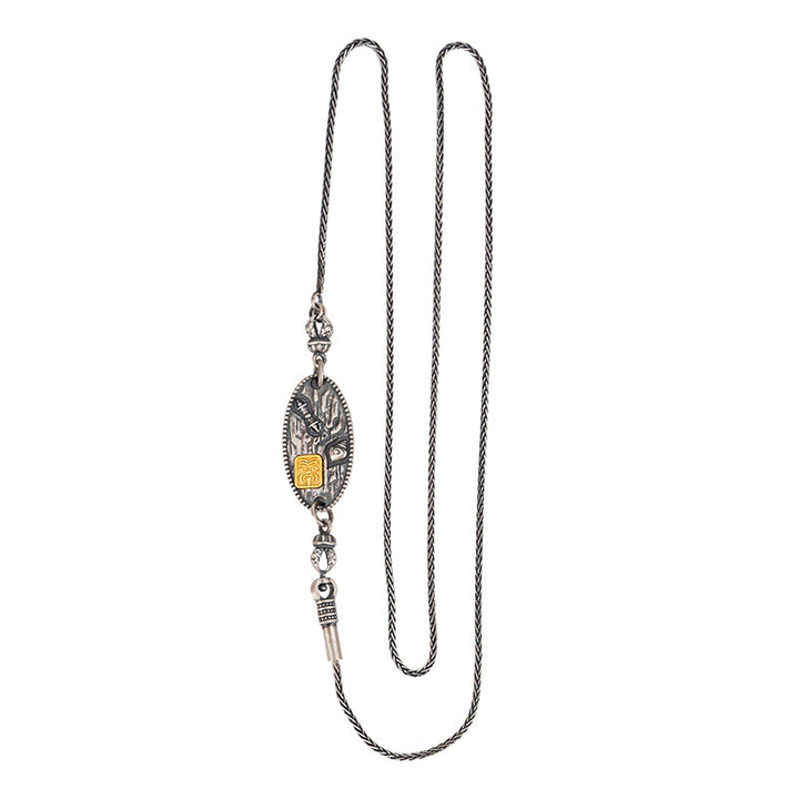 Buddha Stones 925 Sterling Silver Tibetan Zakiram Goddess of Wealth Bodhisattva Tara Om Mani Padme Hum Protection Metal Chain Necklace - Zakiram 49cm Chain - image 2