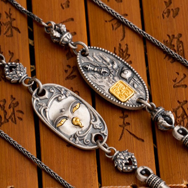 Buddha Stones 925 Sterling Silver Tibetan Zakiram Goddess of Wealth Bodhisattva Tara Om Mani Padme Hum Protection Metal Chain Necklace - image 11