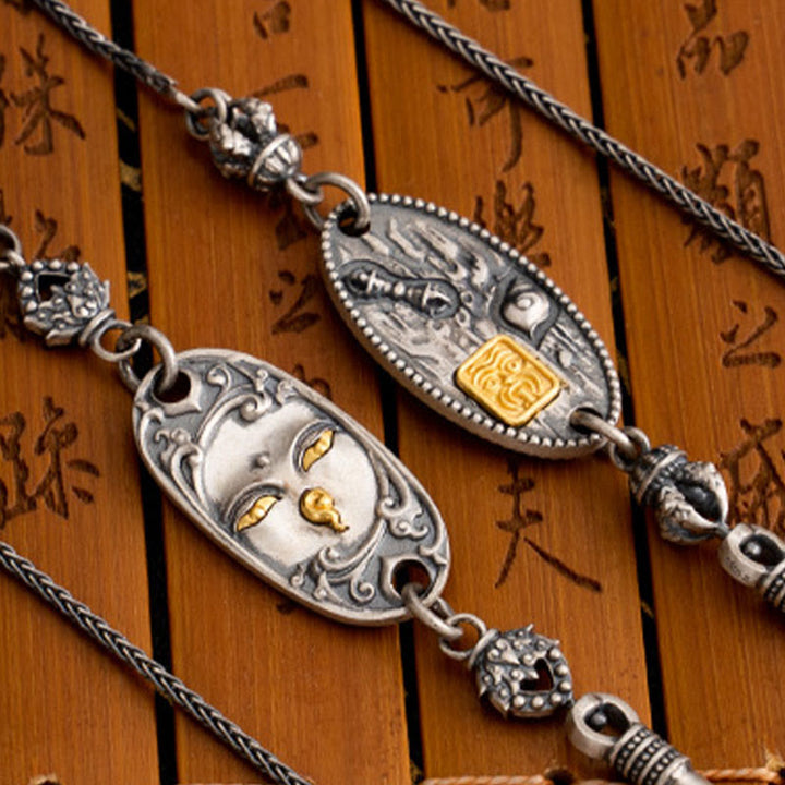Buddha Stones 925 Sterling Silver Tibetan Zakiram Goddess of Wealth Bodhisattva Tara Om Mani Padme Hum Protection Metal Chain Necklace - image 11