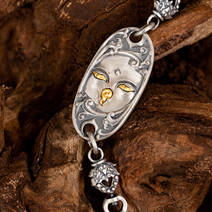 Buddha Stones 925 Sterling Silver Tibetan Zakiram Goddess of Wealth Bodhisattva Tara Om Mani Padme Hum Protection Metal Chain Necklace - image 7