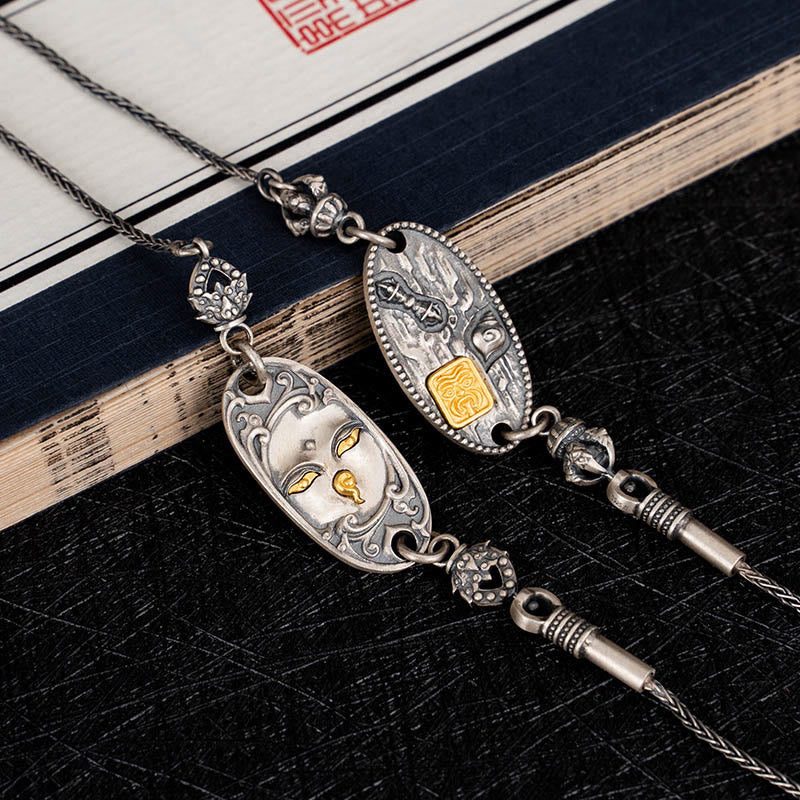 Buddha Stones 925 Sterling Silver Tibetan Zakiram Goddess of Wealth Bodhisattva Tara Om Mani Padme Hum Protection Metal Chain Necklace - image 8