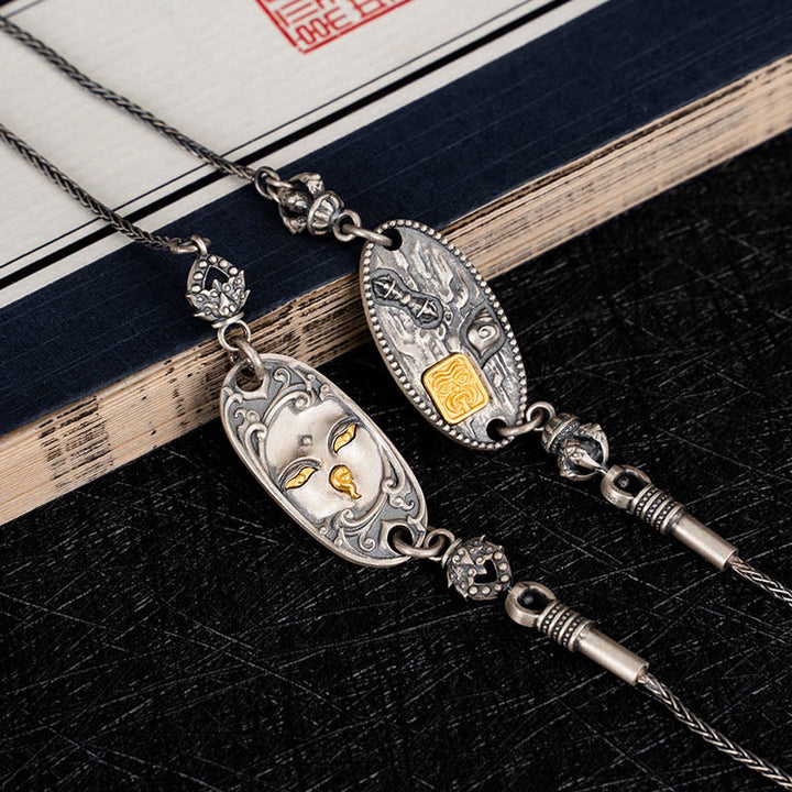 Buddha Stones 925 Sterling Silver Tibetan Zakiram Goddess of Wealth Bodhisattva Tara Om Mani Padme Hum Protection Metal Chain Necklace - image 8