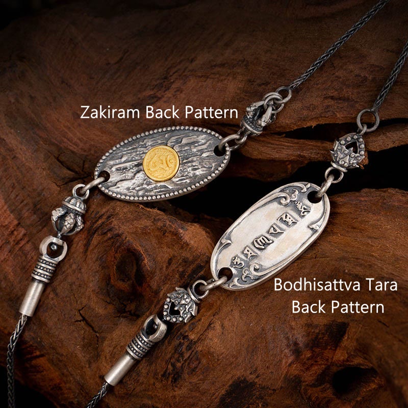 Buddha Stones 925 Sterling Silver Tibetan Zakiram Goddess of Wealth Bodhisattva Tara Om Mani Padme Hum Protection Metal Chain Necklace - image 9