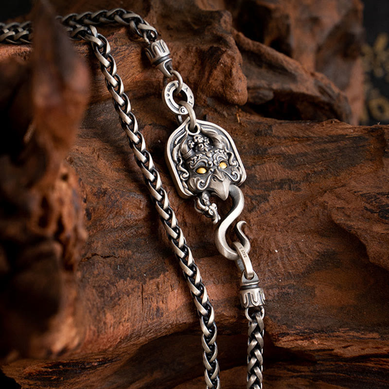 Buddha Stones 925 Sterling Silver Tibetan Garuda Bird Wisdom Metal Chain Necklace - image 1