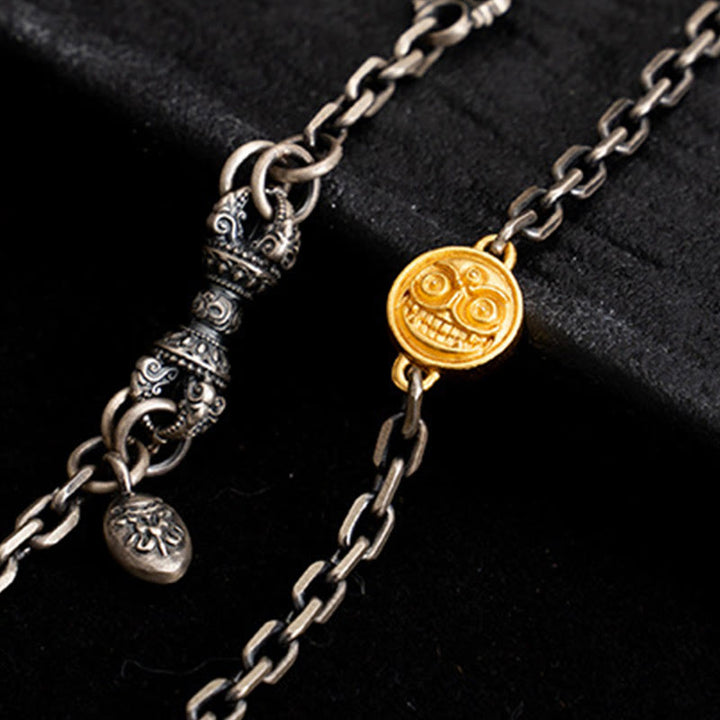 Buddha Stones 925 Sterling Silver Tibetan White Zakiram Goddess of Wealth Vajra Dorje Blessing Metal Chain Necklace - image 3