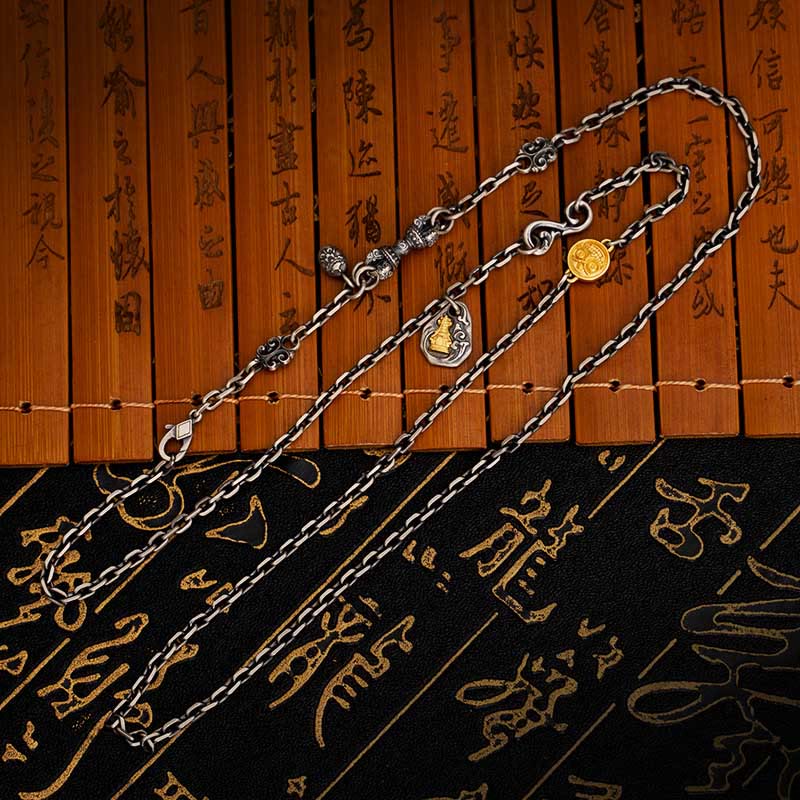 Buddha Stones 925 Sterling Silver Tibetan White Zakiram Goddess of Wealth Vajra Dorje Blessing Metal Chain Necklace - image 6
