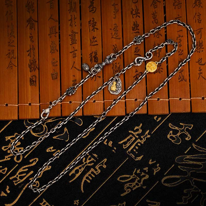 Buddha Stones 925 Sterling Silver Tibetan White Zakiram Goddess of Wealth Vajra Dorje Blessing Metal Chain Necklace - image 6