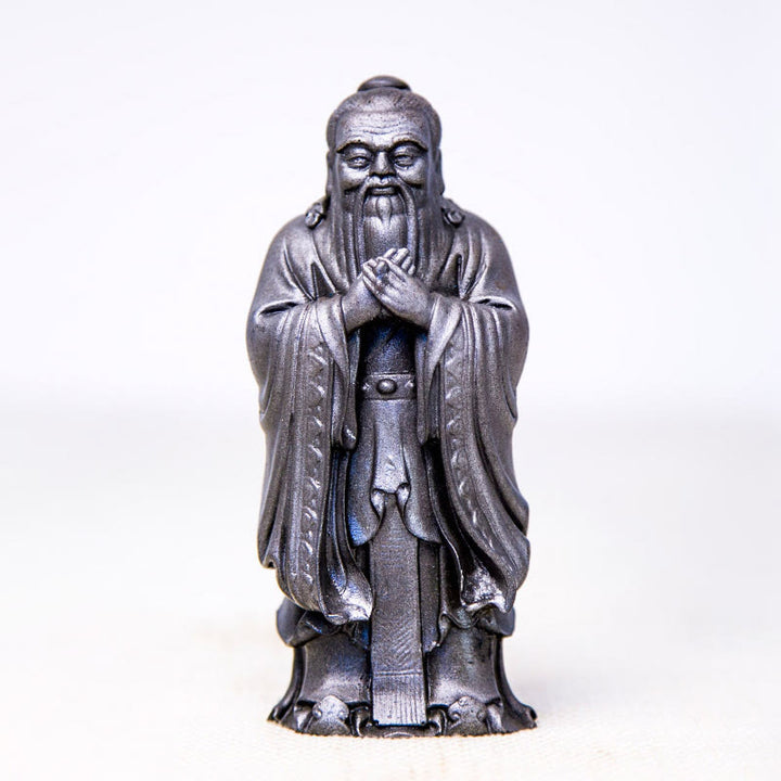 Buddha Stones Handmade Confucius Iron Powder Rust Cast Resin Statue Home Decoration - Polished Version 14*4.5*4.3cm - image 14