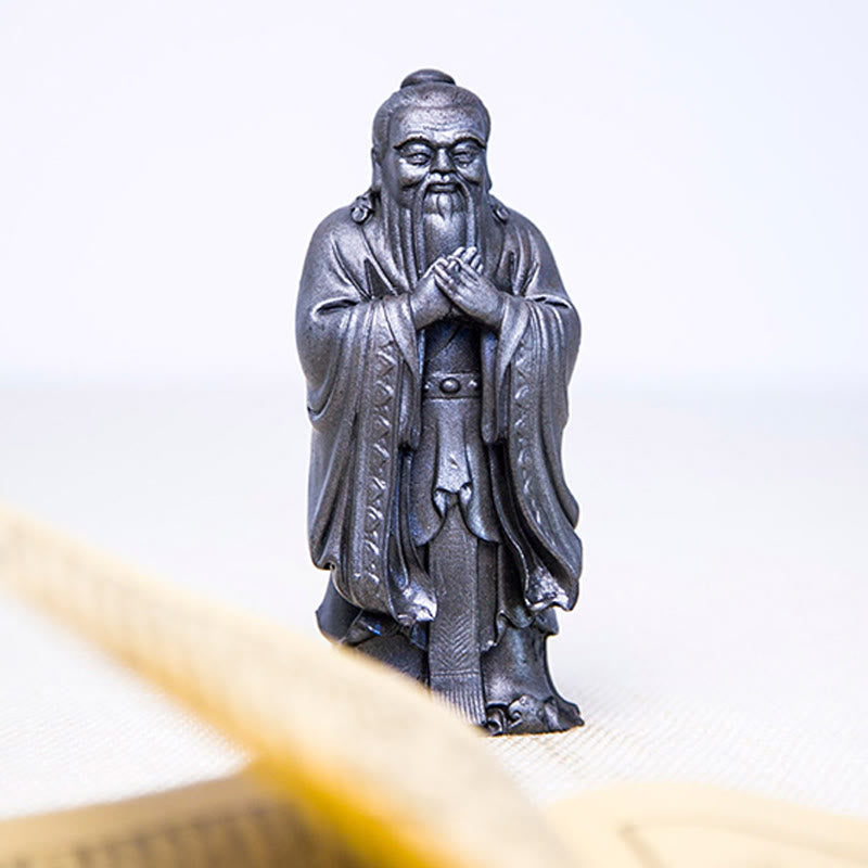 Buddha Stones Handmade Confucius Iron Powder Rust Cast Resin Statue Home Decoration - image 25