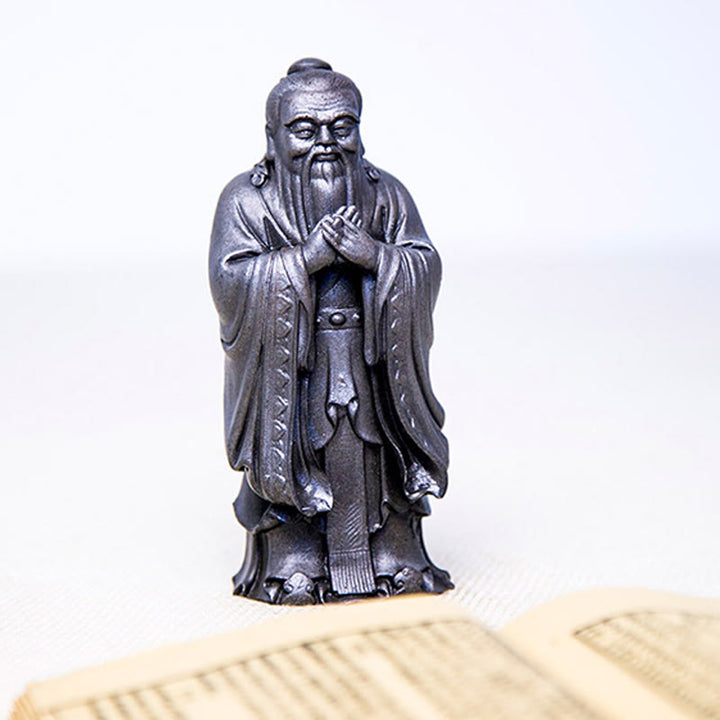 Buddha Stones Handmade Confucius Iron Powder Rust Cast Resin Statue Home Decoration - image 21