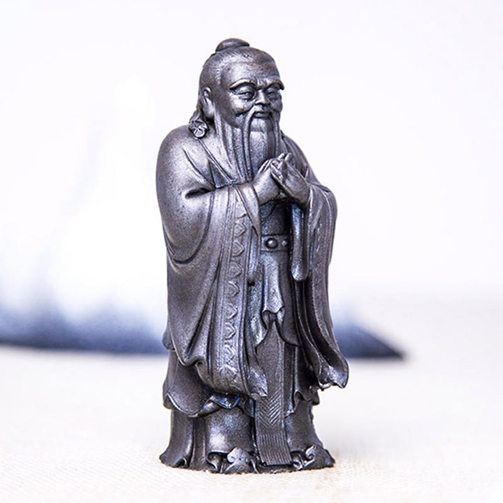 Buddha Stones Handmade Confucius Iron Powder Rust Cast Resin Statue Home Decoration - image 16