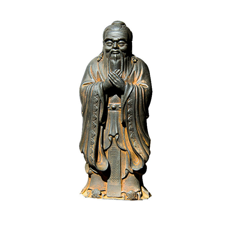 Buddha Stones Handmade Confucius Iron Powder Rust Cast Resin Statue Home Decoration - image 13