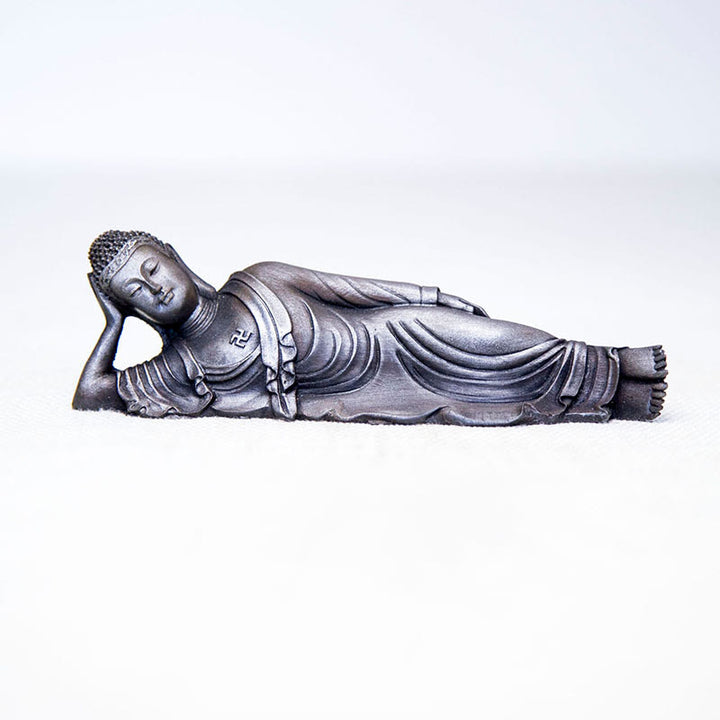 Buddha Stones Reclining Buddha Shakyamuni Iron Powder Rust Cast Resin Statue Home Decoration - Polished Version 17.5*5.5*4.8cm - image 16