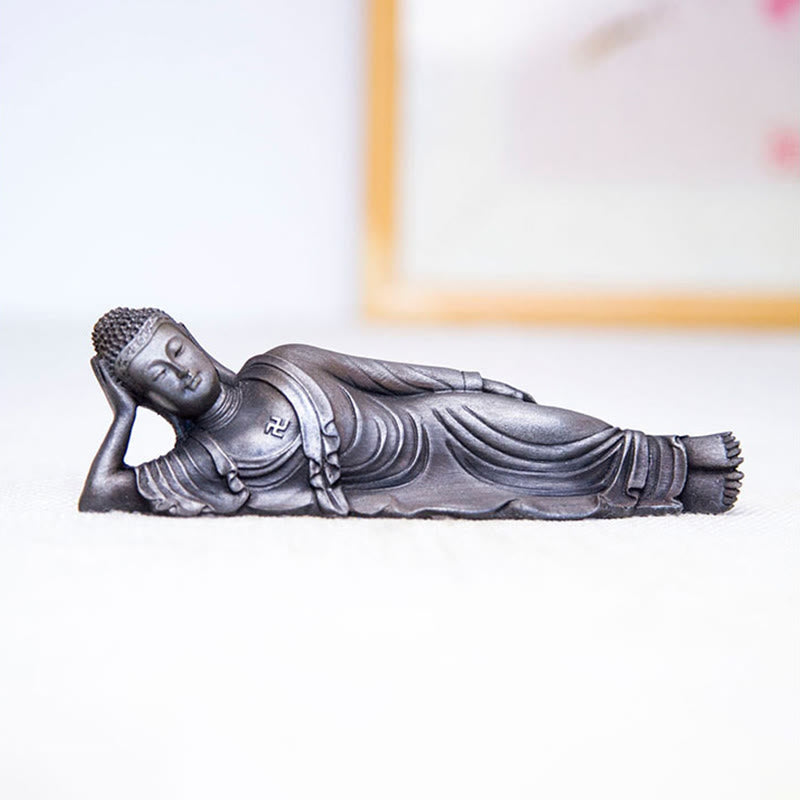 Buddha Stones Reclining Buddha Shakyamuni Iron Powder Rust Cast Resin Statue Home Decoration - image 22