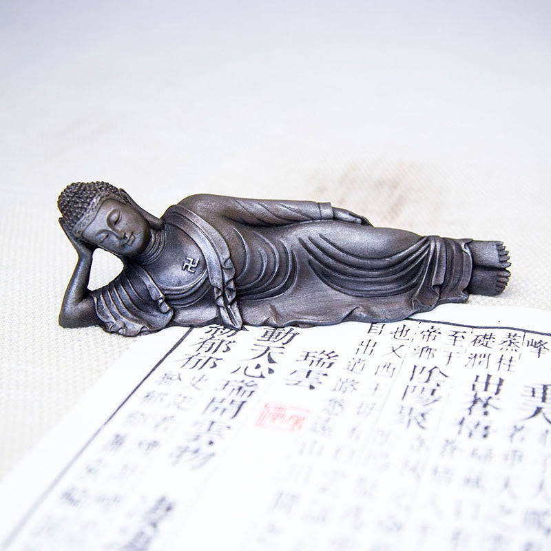 Buddha Stones Reclining Buddha Shakyamuni Iron Powder Rust Cast Resin Statue Home Decoration - image 17