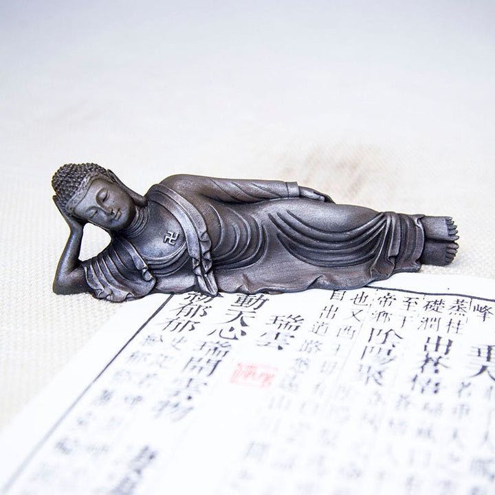 Buddha Stones Reclining Buddha Shakyamuni Iron Powder Rust Cast Resin Statue Home Decoration - image 17