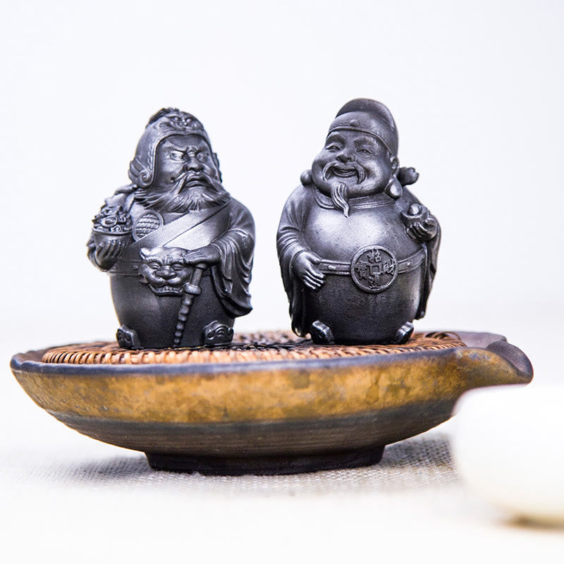 Buddha Stones Handmade Literary Military God of Wealth Iron Powder Rust Cast Resin Statue Home Decoration - image 22