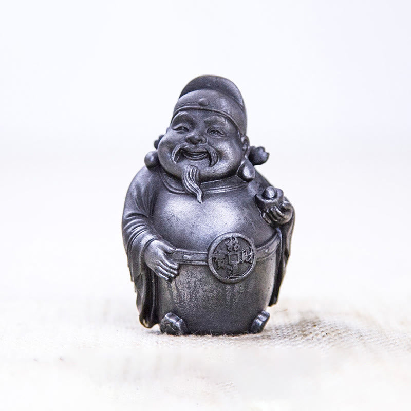 Buddha Stones Handmade Literary Military God of Wealth Iron Powder Rust Cast Resin Statue Home Decoration - Polished Version - Literary God of Wealth 7*4.6*4cm - image 10