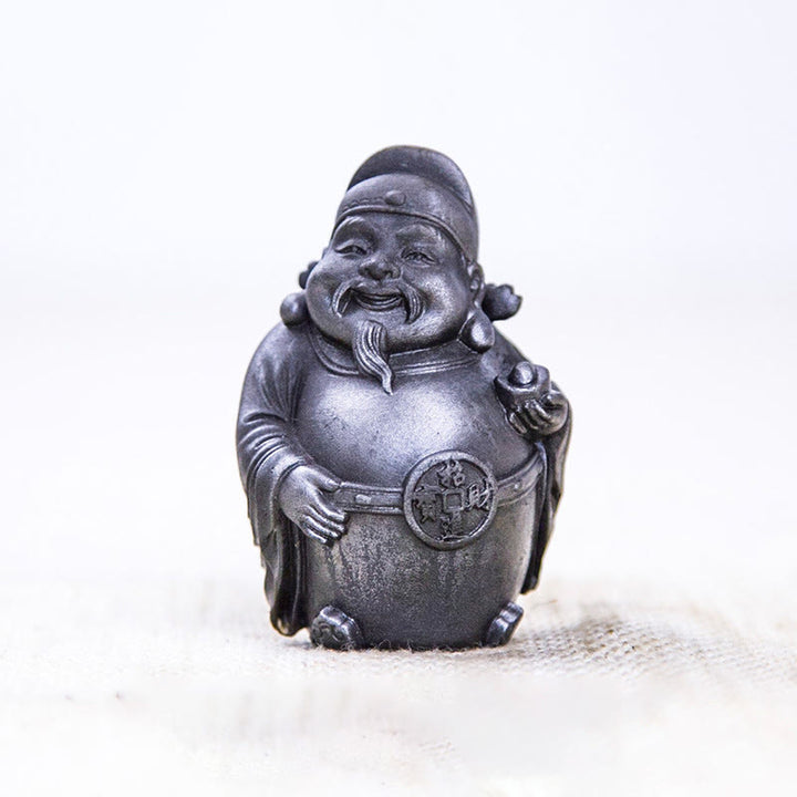 Buddha Stones Handmade Literary Military God of Wealth Iron Powder Rust Cast Resin Statue Home Decoration - Polished Version - Literary God of Wealth 7*4.6*4cm - image 10