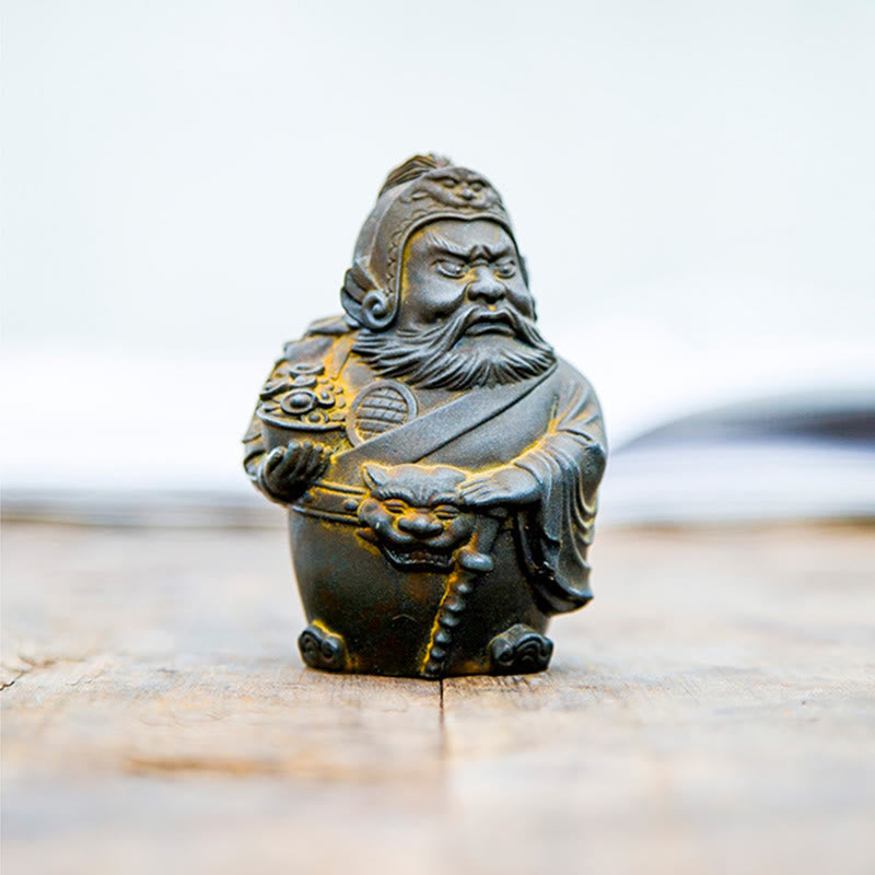 Buddha Stones Handmade Literary Military God of Wealth Iron Powder Rust Cast Resin Statue Home Decoration - image 9