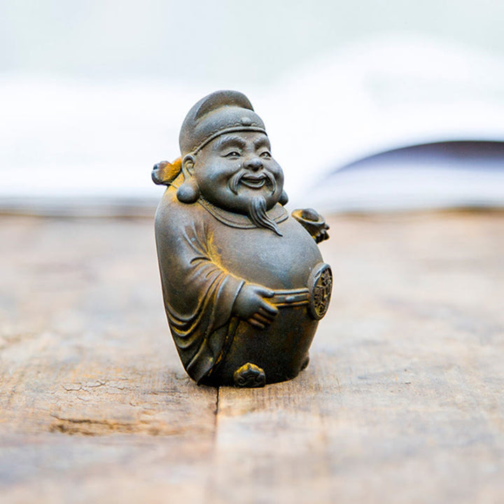 Buddha Stones Handmade Literary Military God of Wealth Iron Powder Rust Cast Resin Statue Home Decoration - image 4