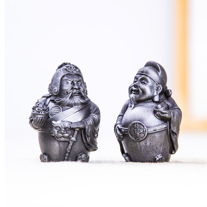 Buddha Stones Handmade Literary Military God of Wealth Iron Powder Rust Cast Resin Statue Home Decoration - image 24