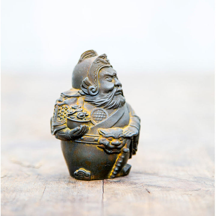 Buddha Stones Handmade Literary Military God of Wealth Iron Powder Rust Cast Resin Statue Home Decoration - image 7