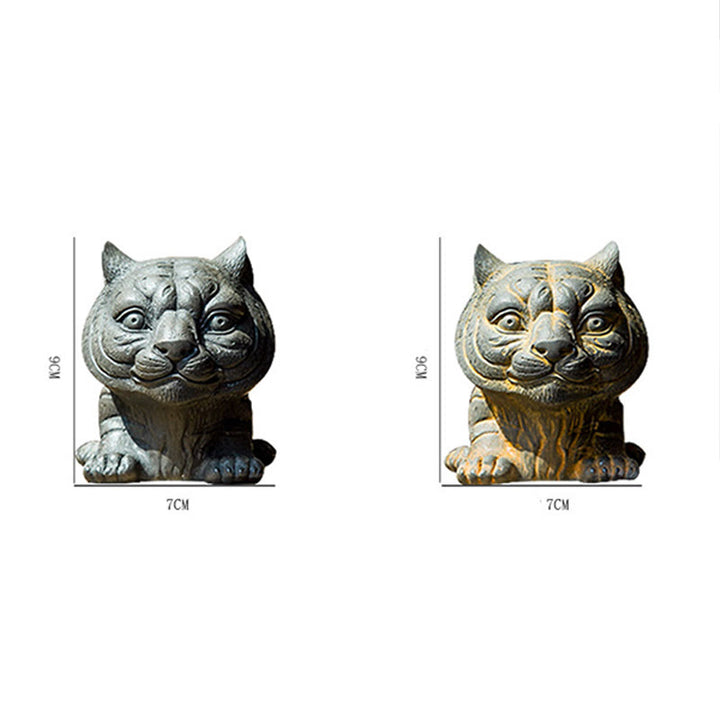 Buddha Stones Handmade Small Lovely Tiger Iron Powder Rust Cast Resin Statue Home Decoration - image 17