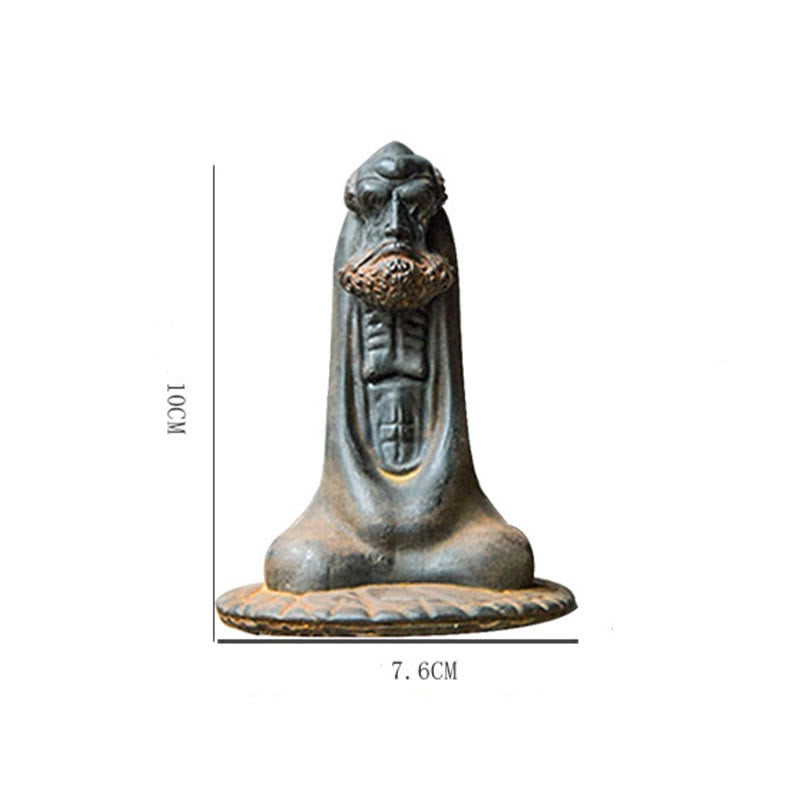 Buddha Stones Handmade Bodhidharma Iron Powder Rust Cast Resin Statue Home Decoration - image 12