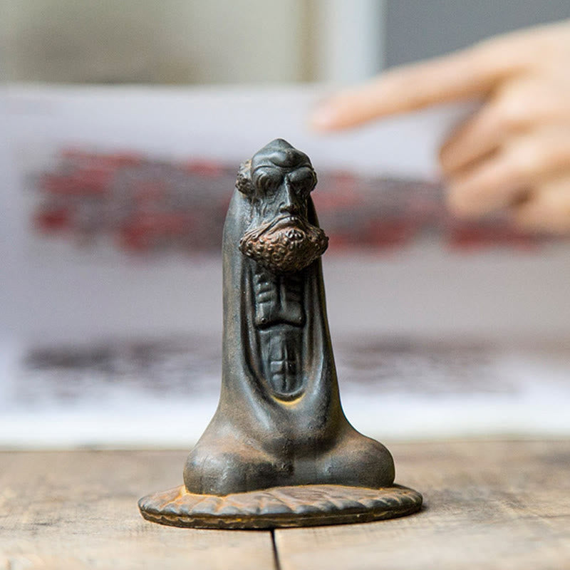 Buddha Stones Handmade Bodhidharma Iron Powder Rust Cast Resin Statue Home Decoration - image 7