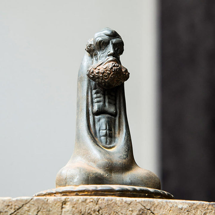 Buddha Stones Handmade Bodhidharma Iron Powder Rust Cast Resin Statue Home Decoration - image 6