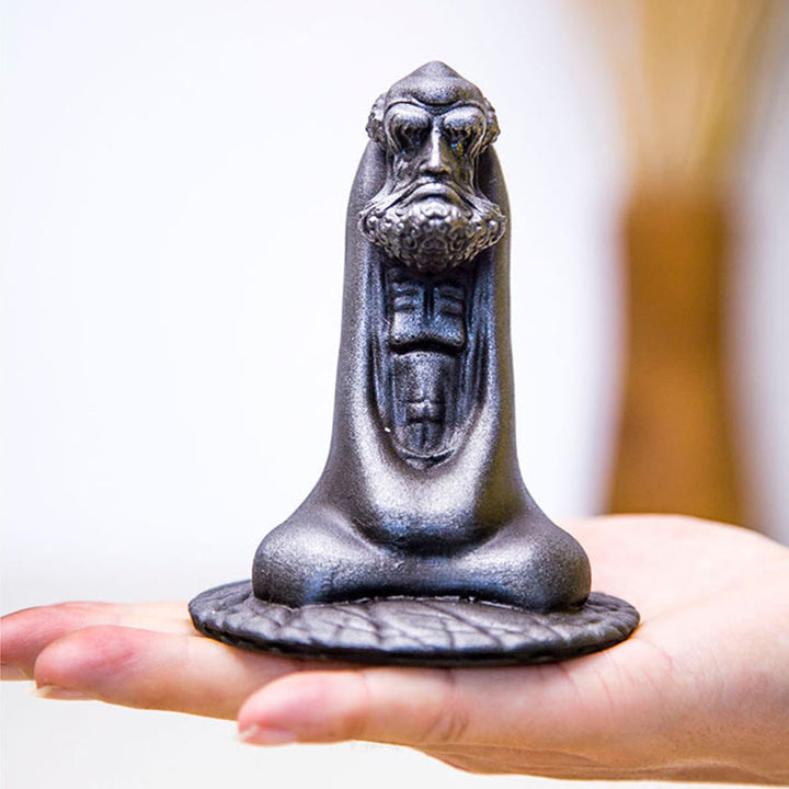 Buddha Stones Handmade Bodhidharma Iron Powder Rust Cast Resin Statue Home Decoration - image 18