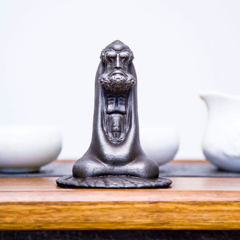 Buddha Stones Handmade Bodhidharma Iron Powder Rust Cast Resin Statue Home Decoration - image 23