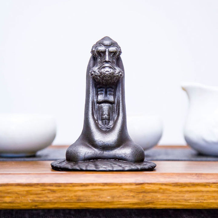 Buddha Stones Handmade Bodhidharma Iron Powder Rust Cast Resin Statue Home Decoration - image 23