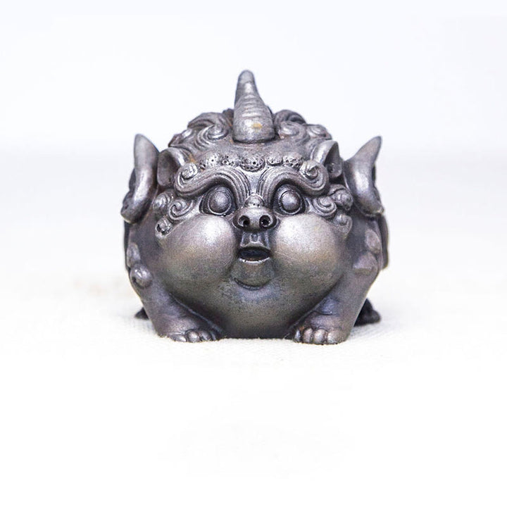 Buddha Stones Handmade Wealth PiXiu Iron Powder Rust Cast Resin Statue Home Decoration - Polished Version 9*9*8.5cm - image 14