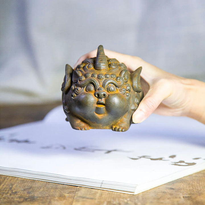 Buddha Stones Handmade Wealth PiXiu Iron Powder Rust Cast Resin Statue Home Decoration - image 6