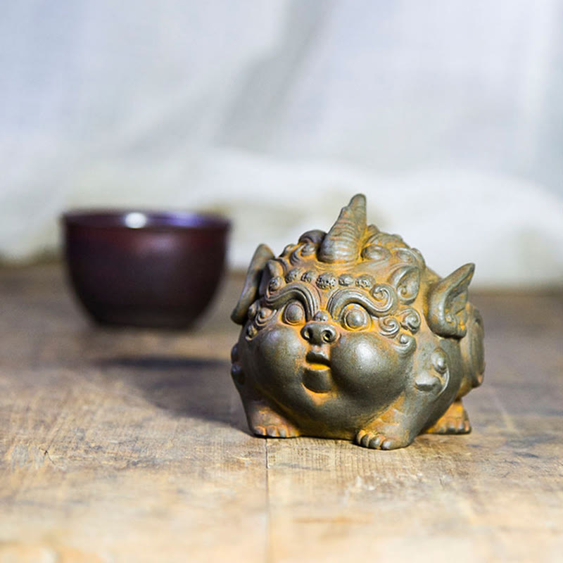 Buddha Stones Handmade Wealth PiXiu Iron Powder Rust Cast Resin Statue Home Decoration - image 8