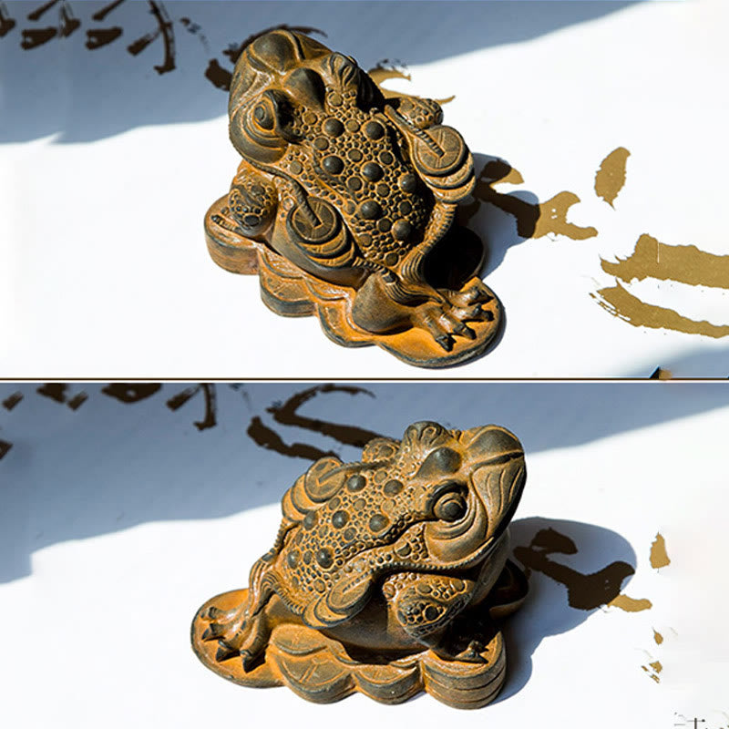 Buddha Stones Handmade Feng Shui Frog Toad Copper Coins Iron Powder Rust Cast Resin Statue Home Decoration - image 8