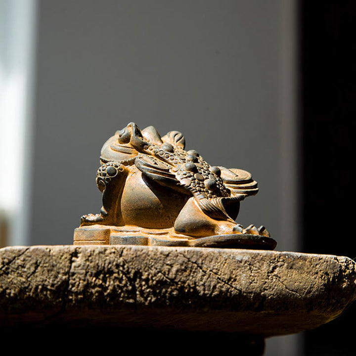 Buddha Stones Handmade Feng Shui Frog Toad Copper Coins Iron Powder Rust Cast Resin Statue Home Decoration - image 7
