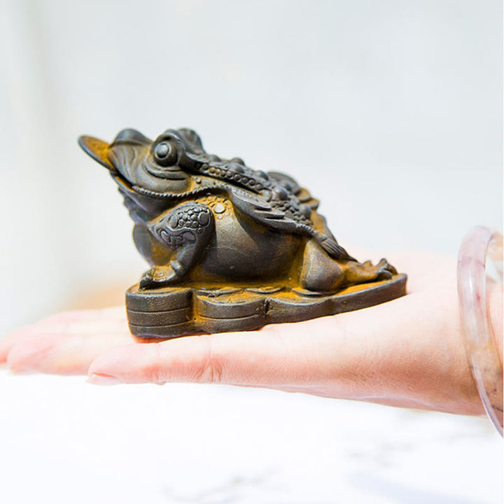 Buddha Stones Handmade Feng Shui Frog Toad Copper Coins Iron Powder Rust Cast Resin Statue Home Decoration - image 15