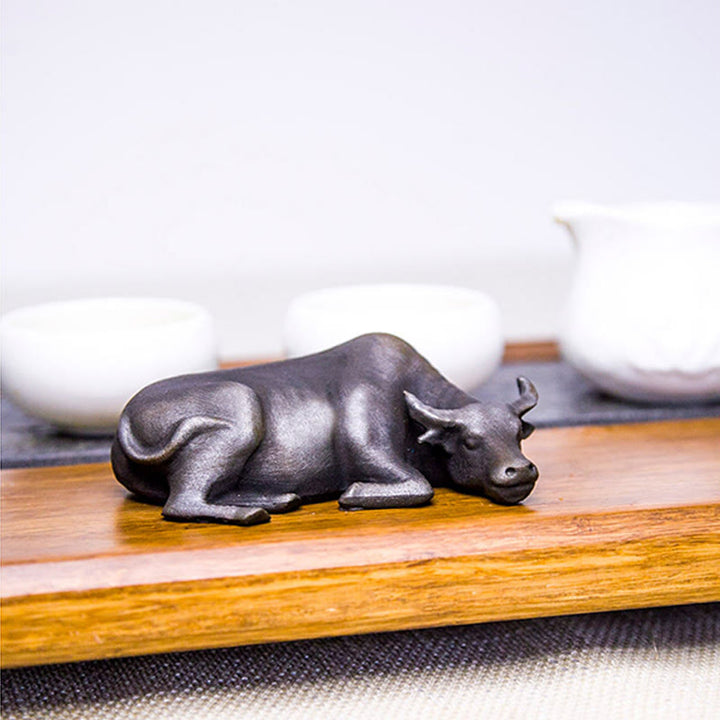 Buddha Stones Handmade Small Water Buffalo Bull Iron Powder Rust Cast Resin Statue Home Decoration - image 21
