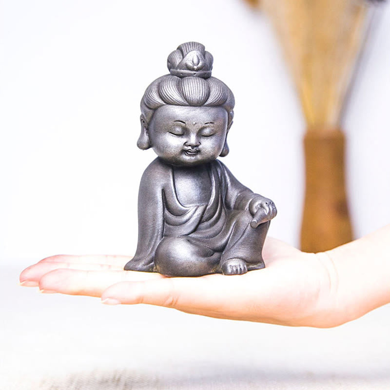 Buddha Stones Handmade Ksitigarbha Kwan Yin Guanyin Avalokitesvara Tathagata Iron Powder Rust Cast Resin Statue Home Decoration - image 26