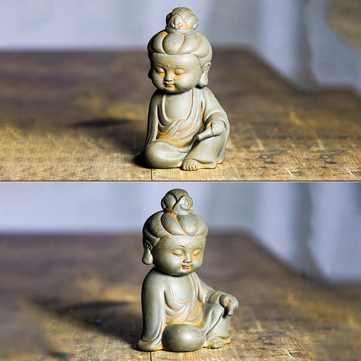 Buddha Stones Handmade Ksitigarbha Kwan Yin Guanyin Avalokitesvara Tathagata Iron Powder Rust Cast Resin Statue Home Decoration - image 10