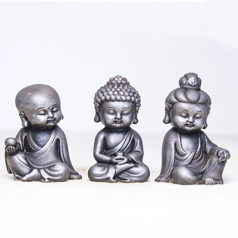 Buddha Stones Handmade Ksitigarbha Kwan Yin Guanyin Avalokitesvara Tathagata Iron Powder Rust Cast Resin Statue Home Decoration - image 34
