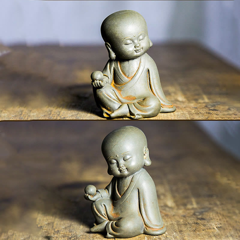 Buddha Stones Handmade Ksitigarbha Kwan Yin Guanyin Avalokitesvara Tathagata Iron Powder Rust Cast Resin Statue Home Decoration - image 4
