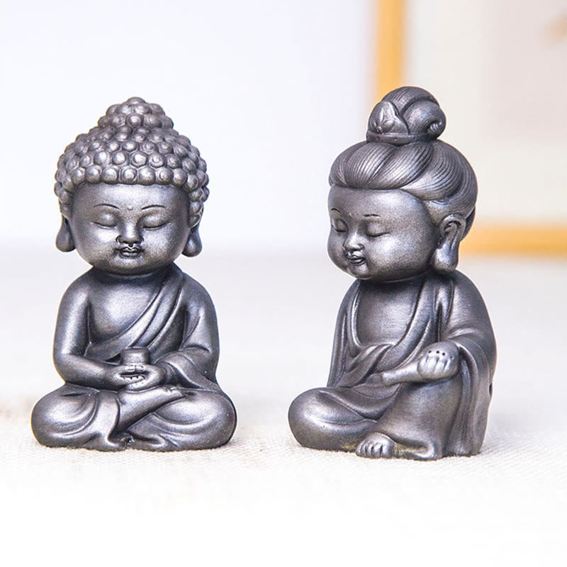 Buddha Stones Handmade Ksitigarbha Kwan Yin Guanyin Avalokitesvara Tathagata Iron Powder Rust Cast Resin Statue Home Decoration - image 36