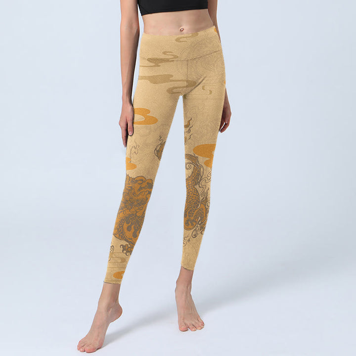 Buddha Stones PiXiu Clouds Pattern Gym Leggings Women's Yoga Pants - image 5